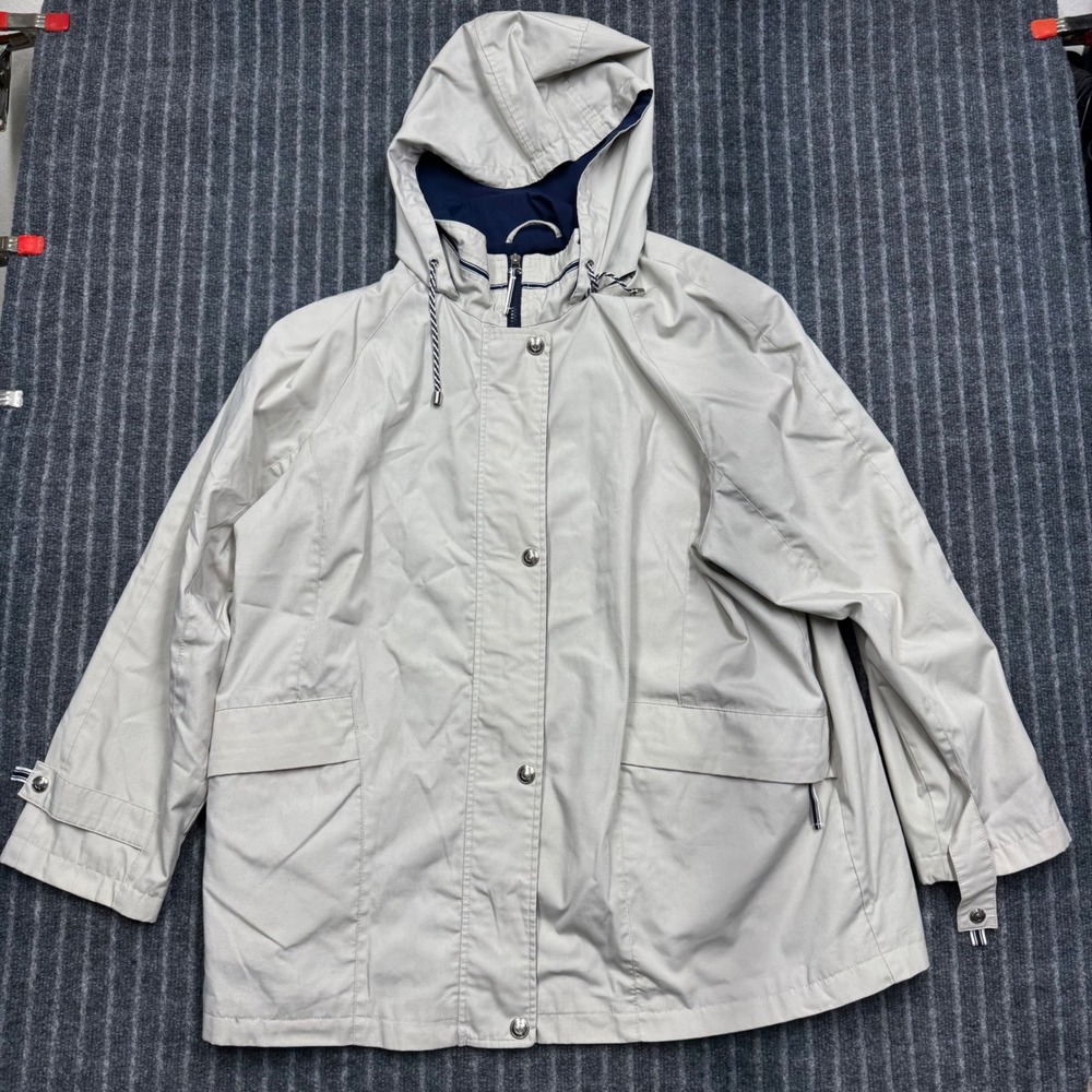 Mackintosh New England Womens Rain Jacket Size 2X Beige Hooded Zip Front Coat